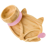 Fox Plate and Bowl Bundle Gift Set bamboo bamboo Pink