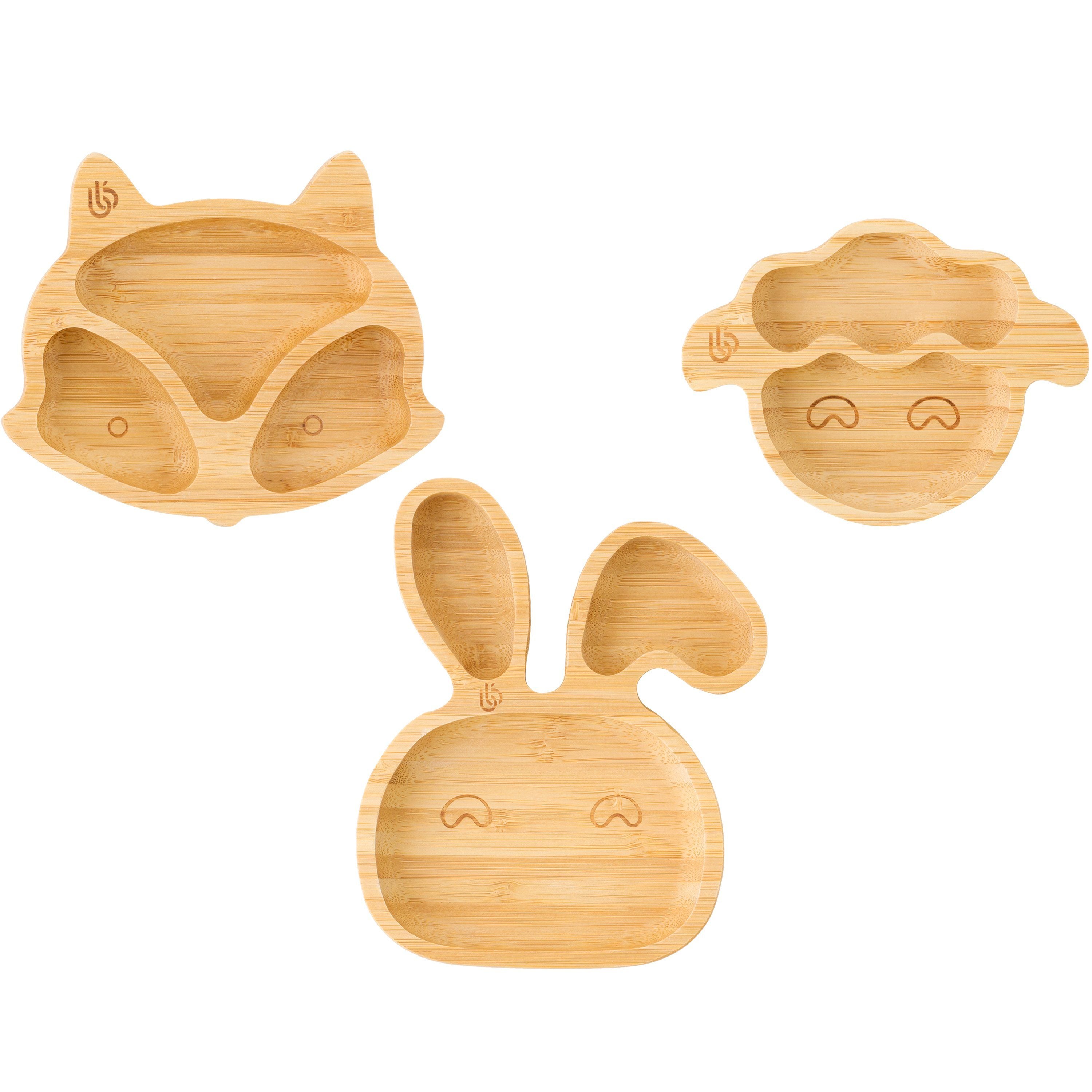 bb Tiny plates bamboo bamboo Fox, Bunny, Lamb