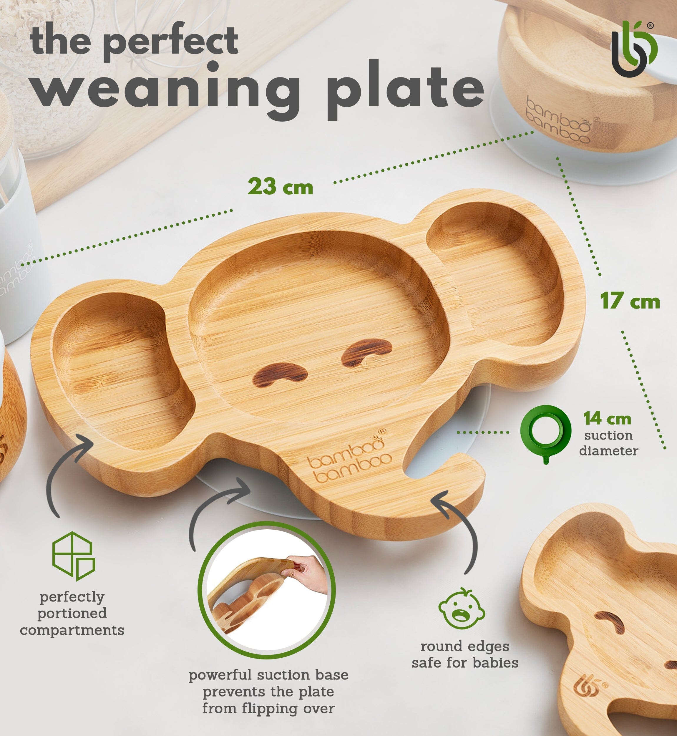 Bamboo Baby Elephant Suction Plate Baby & Toddler bamboo bamboo 