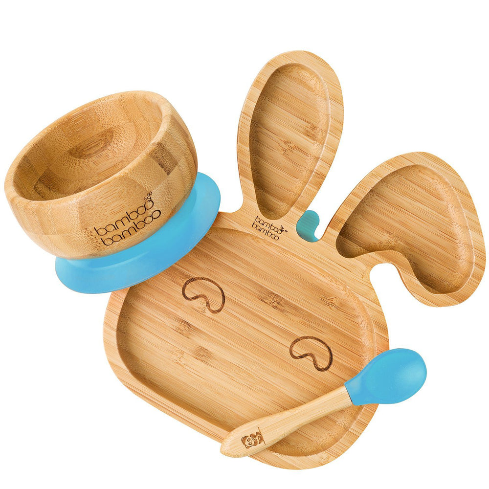 
            
                Load image into Gallery viewer, Bunny Plate and Bowl Bundle Gift Set bamboo bamboo Blue 
            
        