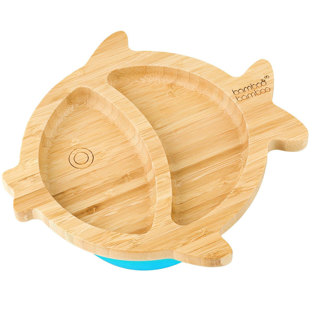 Bamboo Little Fish Suction Plate Baby Product bamboo bamboo Blue 