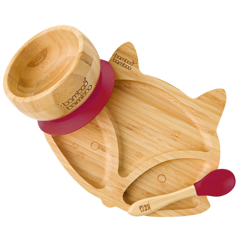 
            
                Load image into Gallery viewer, Fox Plate and Bowl Bundle Gift Set bamboo bamboo Cherry 
            
        