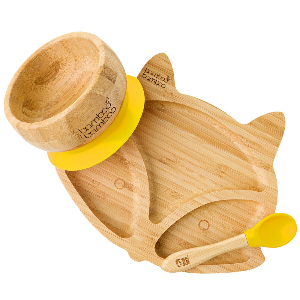 Fox Plate and Bowl Bundle Gift Set bamboo bamboo