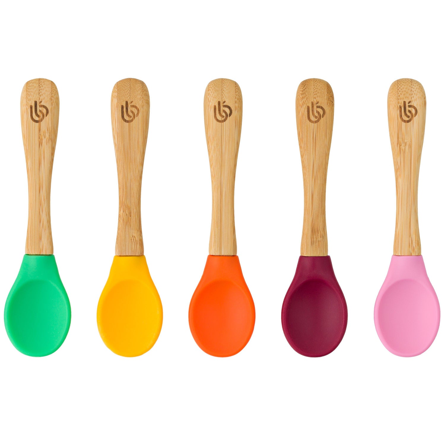 BABY K Self Feeding Bamboo Baby Spoons (Red,Blue & Green) - Baby Led  Weaning Spoon for