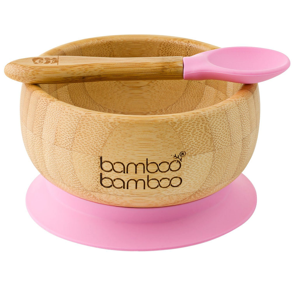 HI BABY MONMENT Baby Bamboo Suction Plate, Bowl And Spoon Set - Wooden Feeding  Set For Toddler 1-3 Year Old - Silicone Suction Sticks To Most Hi