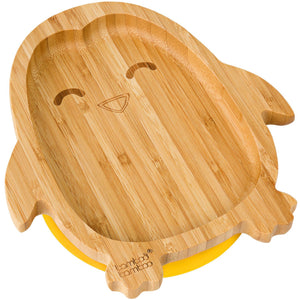 Bamboo Penguin Suction Plate Feeding Products bamboo bamboo Yellow 